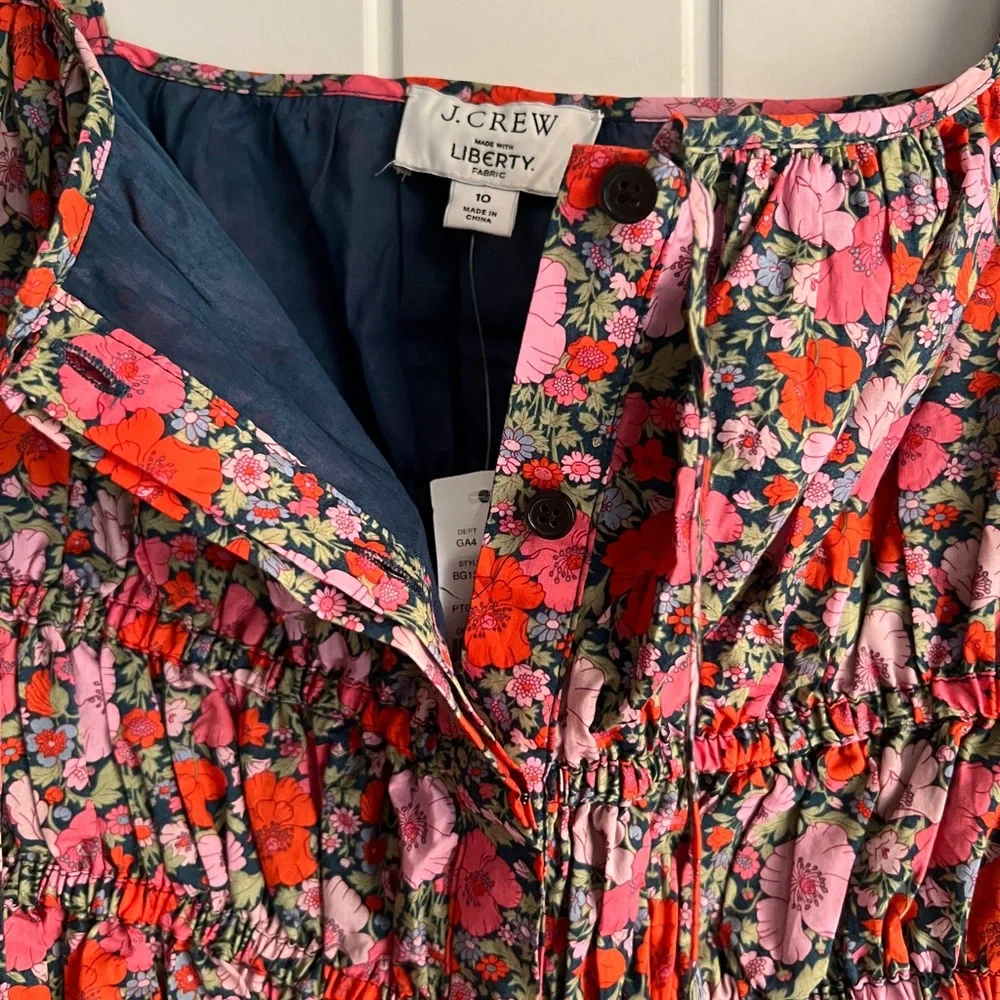 J. Crew Pink and Orange Floral Long Sleeve Dress - Picture 8 of 9